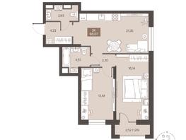 Продается 2-комнатная квартира ЖК Заря, дом 1.1, 66.07  м&sup2;, 9320000 рублей