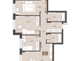 Продается 3-комнатная квартира ЖК Заря, дом 1.3, 94.95  м&sup2;, 12343500 рублей