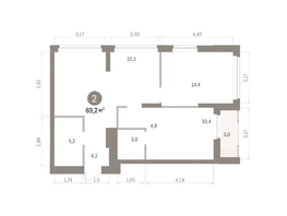 Продается 2-комнатная квартира ЖК Кварталы Драверта, дом 5, 69.15  м&sup2;, 12510000 рублей