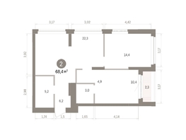 Продается 2-комнатная квартира ЖК Кварталы Драверта, дом 5, 68.44  м&sup2;, 11970000 рублей