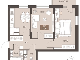 Продается 2-комнатная квартира ЖК Заря, дом 2.1, 53.45  м&sup2;, 8470000 рублей