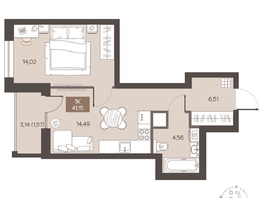 Продается 1-комнатная квартира ЖК Заря, дом 2.1, 41.15  м&sup2;, 6900000 рублей