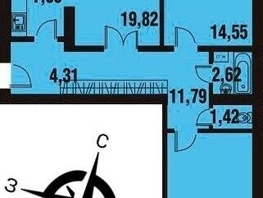 3-комнатная квартира, 83.04 м², 1/4 этаж