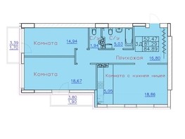 Продается 3-комнатная квартира ЖК Ленина, дом 116, блок-секция 1, 81.29  м², 8129000 рублей
