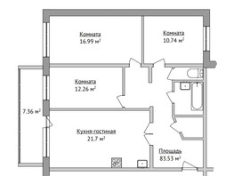 Продается 4-комнатная квартира ЖК Зелёные горки, Болдырева дом 5, 83.5  м², 9200000 рублей