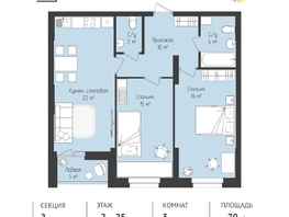 Продается 2-комнатная квартира ЖК RETROcity 2.0, 70.14 м², 9450000 рублей