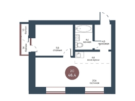 Продается 2-комнатная квартира ЖК Белозерский, корпус 1, 46.4  м², 9085120 рублей
