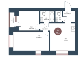 Продается 2-комнатная квартира ЖК Белозерский, корпус 2, 56  м², 11713160 рублей