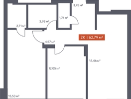 Продается 2-комнатная квартира ЖК Ломоносов, 62.79  м², 10443764 рублей