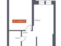 Продается 1-комнатная квартира ЖК Ломоносов, 42.69  м², 8131909 рублей