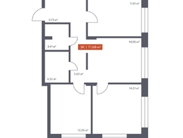 Продается 3-комнатная квартира ЖК Ломоносов, 71.68  м², 11815185 рублей