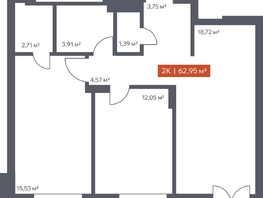 Продается 2-комнатная квартира ЖК Ломоносов, 62.95  м&sup2;, 11212920 рублей