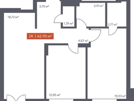 Продается 2-комнатная квартира ЖК Ломоносов, 62.95  м&sup2;, 11305820 рублей